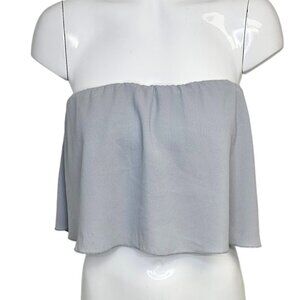 Aritzia Wilfred  Bonaventure Blouse Strapless Flowy Crop Top Blue Size XS